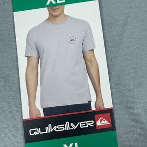 Quiksilver Mens XL Logo Graphic Gray Cotton T-Shirt Lightweight Crewneck a0266